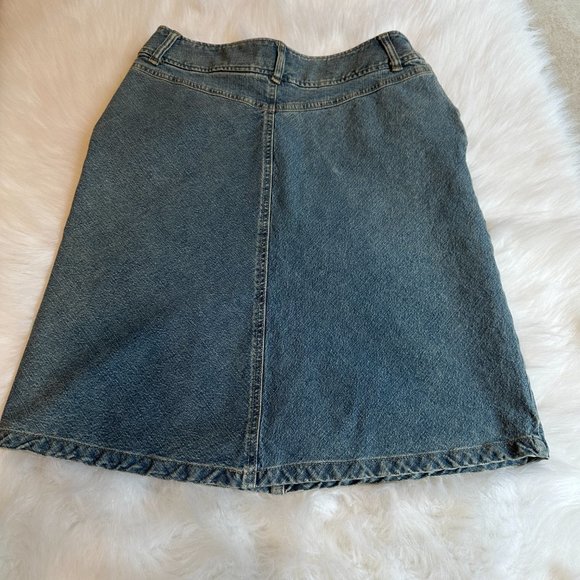 Vintage Skirt Denim Jean 90s Y2K A-Line Academia Crazy Horse Liz Claiborne Sz 8P - Picture 6 of 8